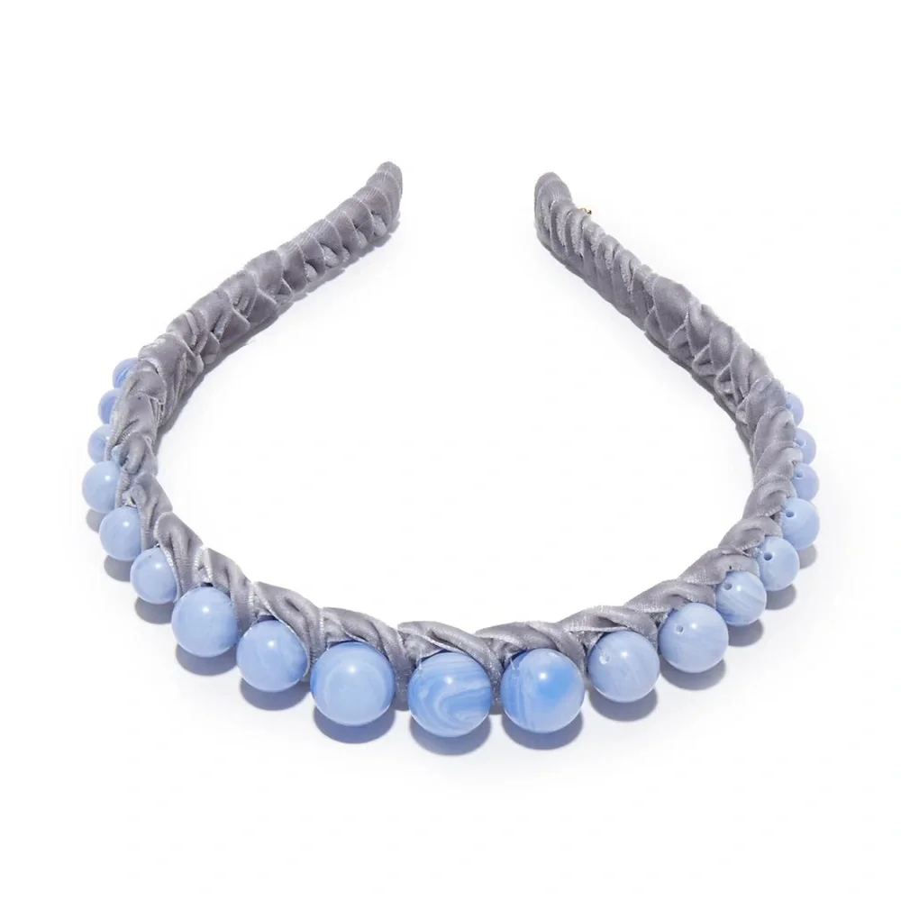 LELE SADOUGHI Graduated Stone Bead Headband - Blue Lace Agate (Price Firm)